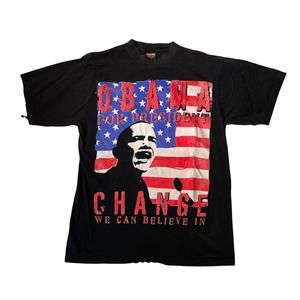 Barack Obama Graphic T-Shirt Adult‎ CHANGE 2008 Campaign Tee Mens Size Large